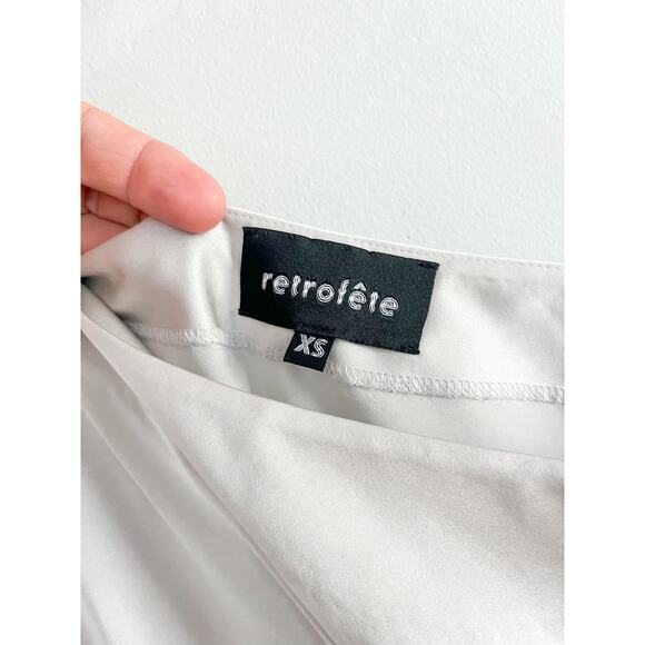 Retrofete | Drisana Silk Satin Ruched Dress | Silver | Size XS - Picture 10 of 12